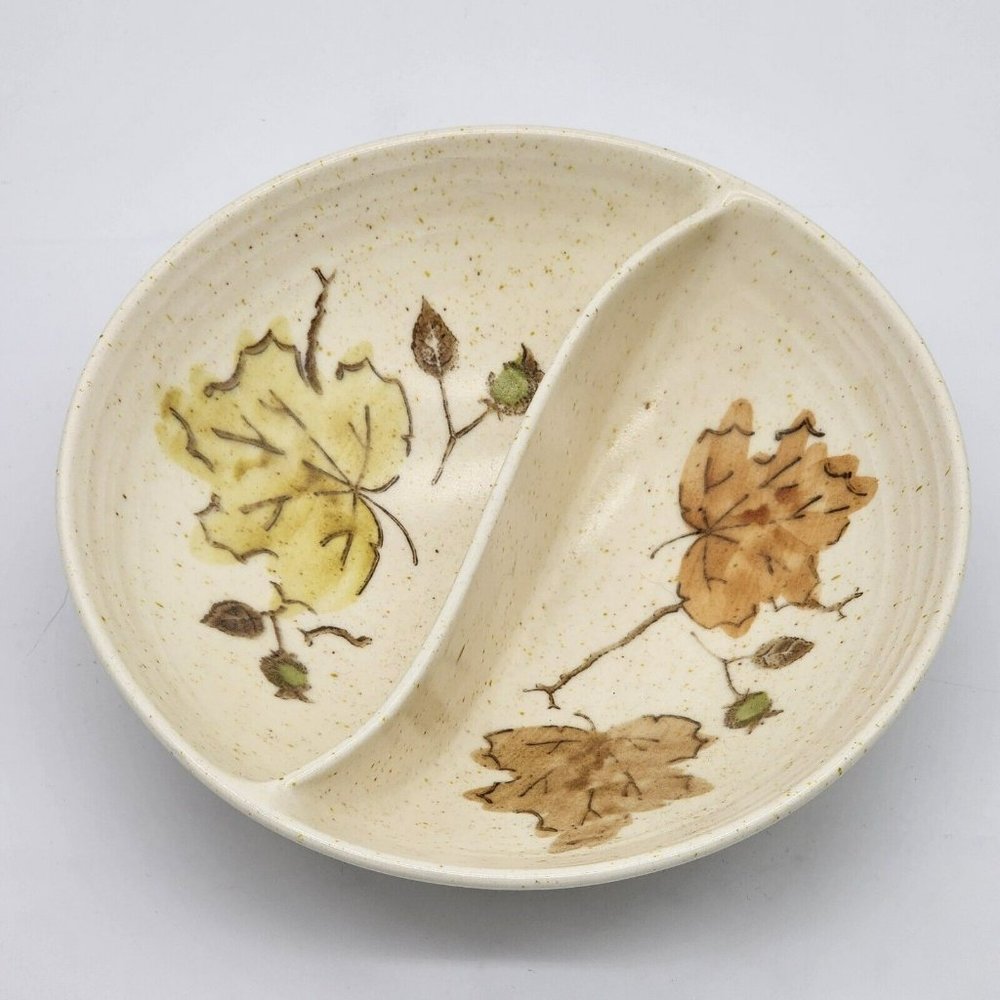 Woodland Gold by Metlox Poppytrail Vernon Divided Vegetable Serving Bowl 9" - Picture 2 of 4